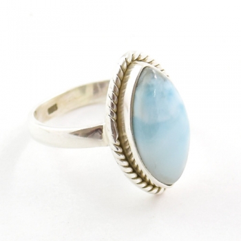 925 sterling silver sea blue larimar ring
